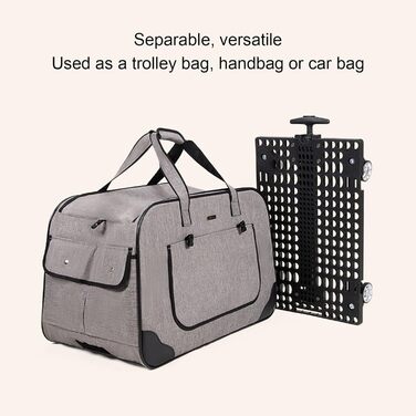 Транспортна переноска для собак, складана, велика, з колесами та телескопічною ручкою. Підходить для котів та собак до 17,5 кг (сіра)