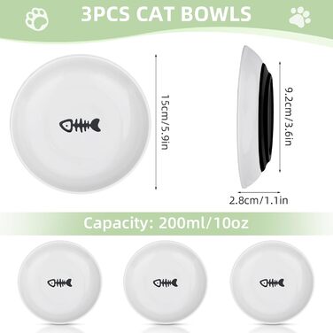 Набір мисок для котів Otauoaea Katzennapf Keramik, 6 шт. з антиковзким дном, для полегшення втоми вусів, миски для котів та собак