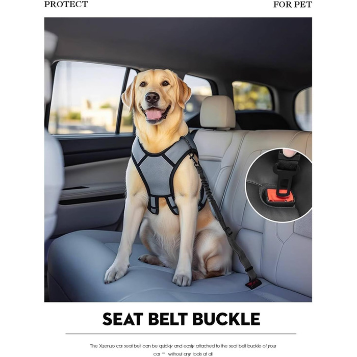 Авторемень для собак у машину, безпечний ремінь для собак на заднє сидіння, регульований авторемень з еластичною амортизацією та металевим карабіном (червоний, 60см, 1 шт.)