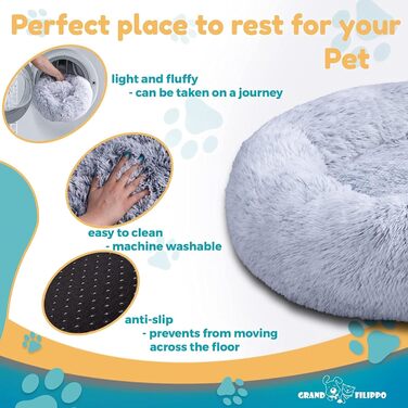 Кругле ліжко для собак та котів, 50 см, бежеве. М'яке, ручної роботи, миється. Ідеальне для дому.