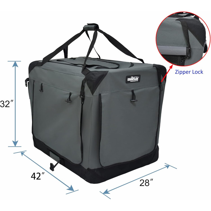 Клітка для собак EliteField з 3 дверцятами, складна, м'яка, з сумкою для перенесення та підстилкою з флісу, для використання в приміщенні та на вулиці, 91.4 x 61 x 71.1 см