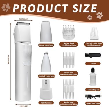 Професійний триммер для собак Paw Trim Pro 5-в-1: стрижка, шліфування кігтів, LED-підсвітка, лазерний цілик