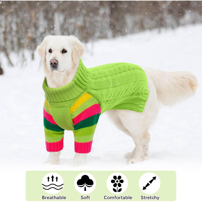 Зелений теплий светр для собак, тепла жилетка для дівчаток та хлопчиків, теплий вовняний светр для французького бульдога, бігля, теплий зимовий одяг для собак, святковий костюм на Новий Рік