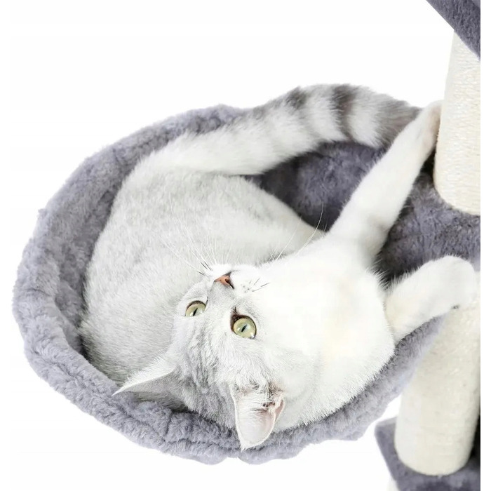 Високий кігтеточка-комплекс Petjet, сірий, сизаль, 5 рівнів