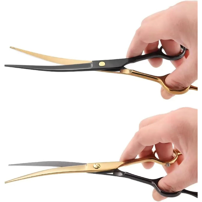 Ножиці для грумінгу собак і котів, нержавіюча сталь, для догляду за шерстю, з вигнутими та прямими лезами, з лезом для розрідження, колір: блакитний павич