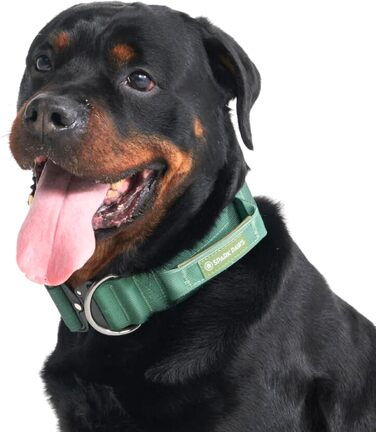 Тактичний нашийник для собак Spark Paws, армейський зелений, L, 5 см – міцний, преміум-якість, для великих і середніх порід