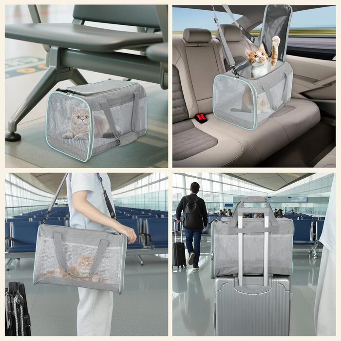 Транспортна сумка Cozary для кота/собаки: переноска для тварин, легка переноска-кошик з знімним підкладкою (44x30x30 см, сіра)