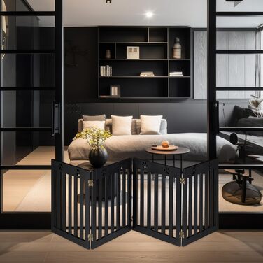 Захисне ворота для собак Relaxdays, 60 x 204 см, чорний, розкладне, MDF