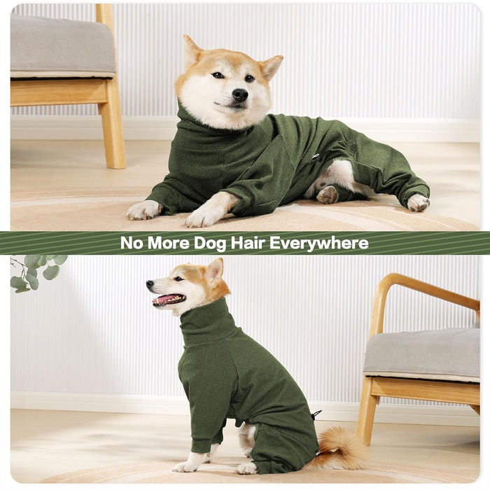 Теплий зимовий одяг для собак LIANZIMAU: флісовий теплий костюм з ніжками для малих, середніх та великих собак, зелений, розмір M