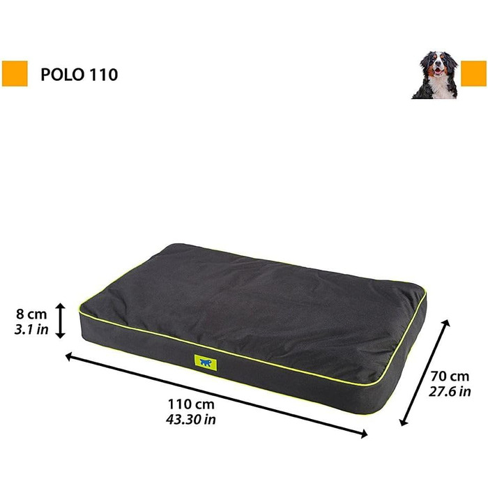 Ортопедичний лежак для собак Ferplast Polo XL - чорний, 110 x 70 x 8 см - лежак для собак, миючий, знімний наповнювач