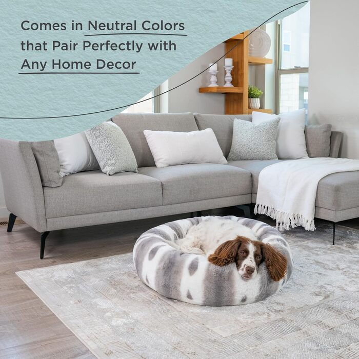 Крізь для собак Best Friends by Sheri, Доннат, з штучного хутра, заспокійливий, розмір S (58,4 x 58,4 см), колір: сірий, поліетиновий наповнювач