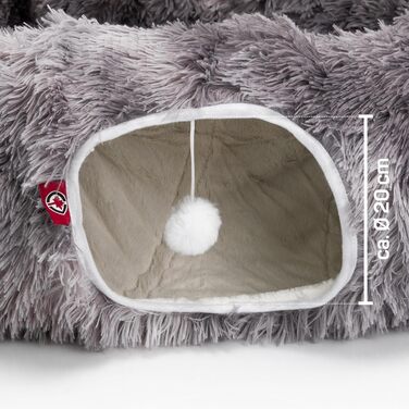 Преміум тунель для котів CUBI від CanadianCat Company: XXL з місцем для сну та м'яким лежанком, підходить для великих котів, темно-сірий, 100 x 80 x 26 см