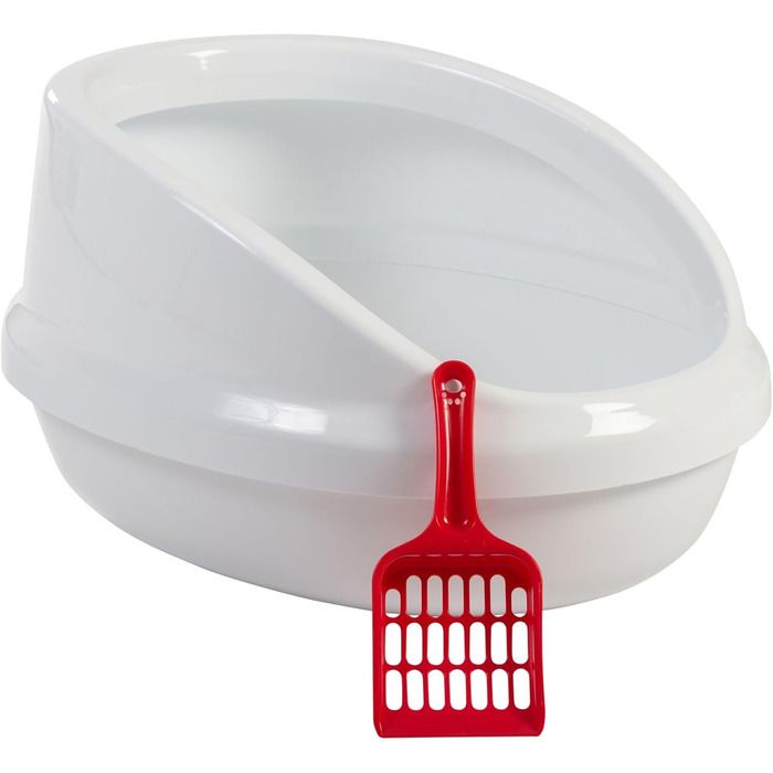 Котлочистка Iris Ohyama PNE-500H, біла, овальна, без кришки, для котів та кошенят, велика, BPA-free, з совком