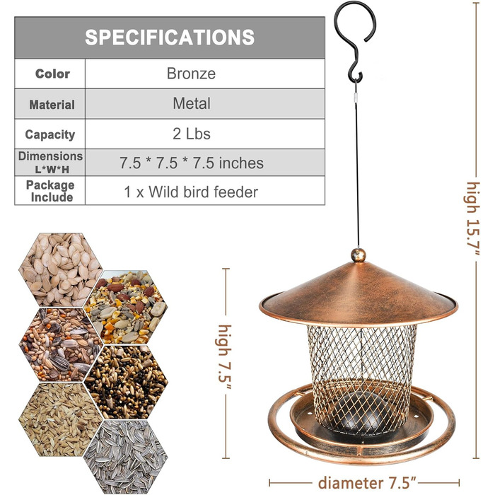 Годівниця для птахів у вигляді даху, захищена від білок, металева, 900 г, чорна/синя