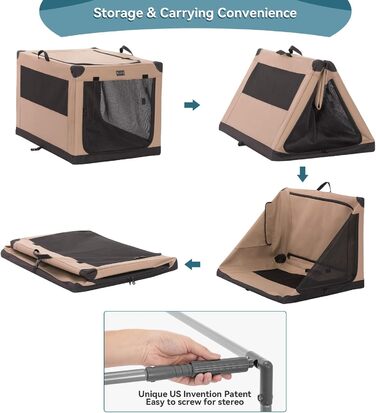 Транспортна переноска для собак Petsfit, складана, для дому, велика, середня, маленька, бежева (Khaki) M