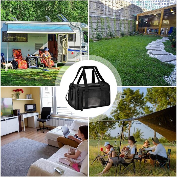 Транспортна переноска для собак та котів, складана переноска для тварин | Чорна переноска для собак та котів, для подорожей та авто