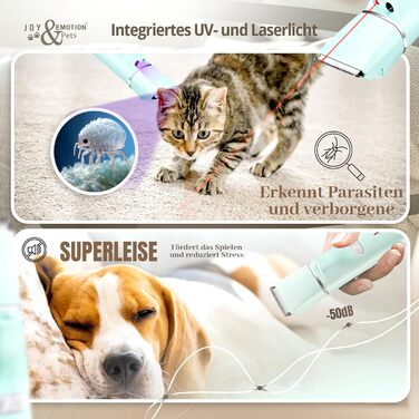 Машинка для стрижки собак та котів JOY & EMOTION® 6-в-1 з лазером та УФ-світлом | Бездротова машинка для грумінгу тварин | Тиха машинка для стрижки кігтів