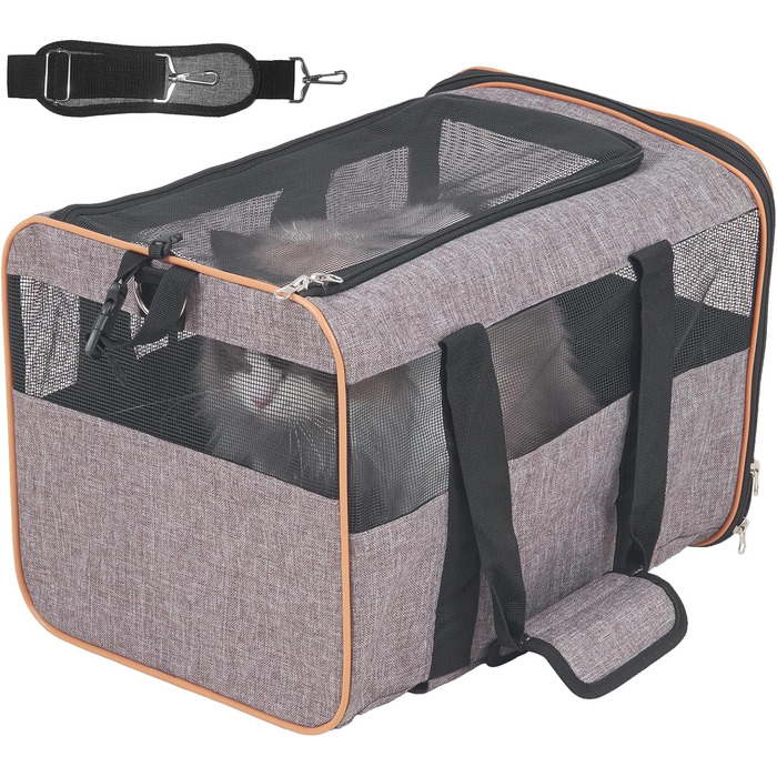 Тролей для собак VEVOR, розкладний, до 15,8 кг, з сумкою для зберігання, 4 колеса, з оксфорду 600D, сірий, ідеальний для подорожей