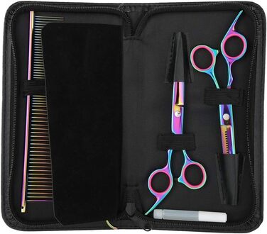 Набір ножиць для собак Sonew 6 шт. з нержавіючої сталі, кольоровий, для стрижки та грумінгу