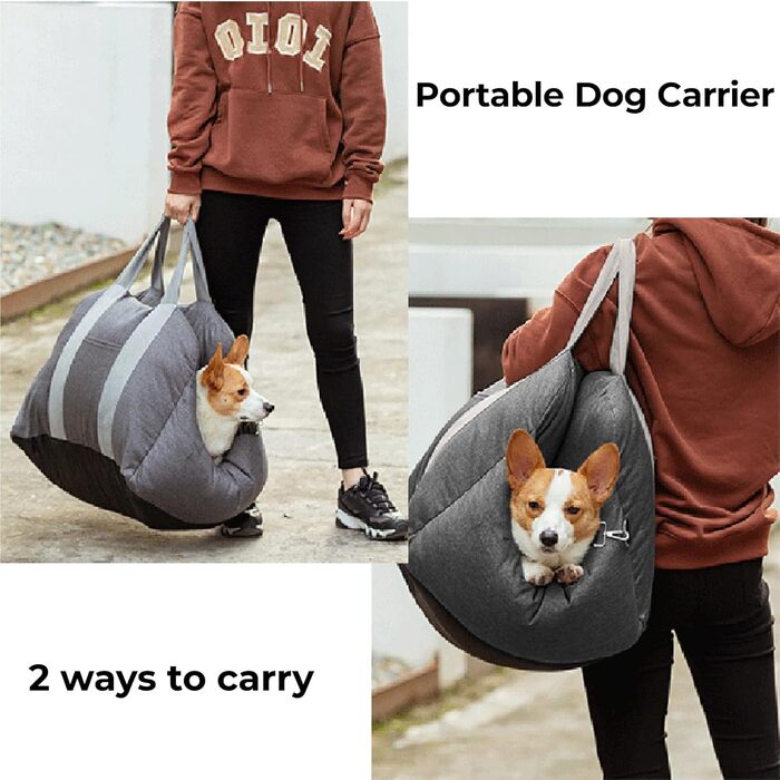 Підвищення для собак у машину FUNNYFUZZY: зручне та безпечне місце для маленьких собак, з кишенями та поводом, знімний наповнювач, 2 місця, нейлон