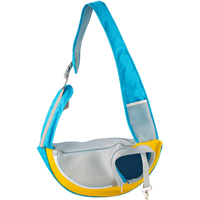 PETCUTE Сумка-переноска для собак, блакитна. Зручна переноска для цуценят та малих собак, з регульованою ручкою та безпечною шлейкою. Має дихаючу сітку та передню кишеню. Ідеально для прогулянок на свіжому повітрі.