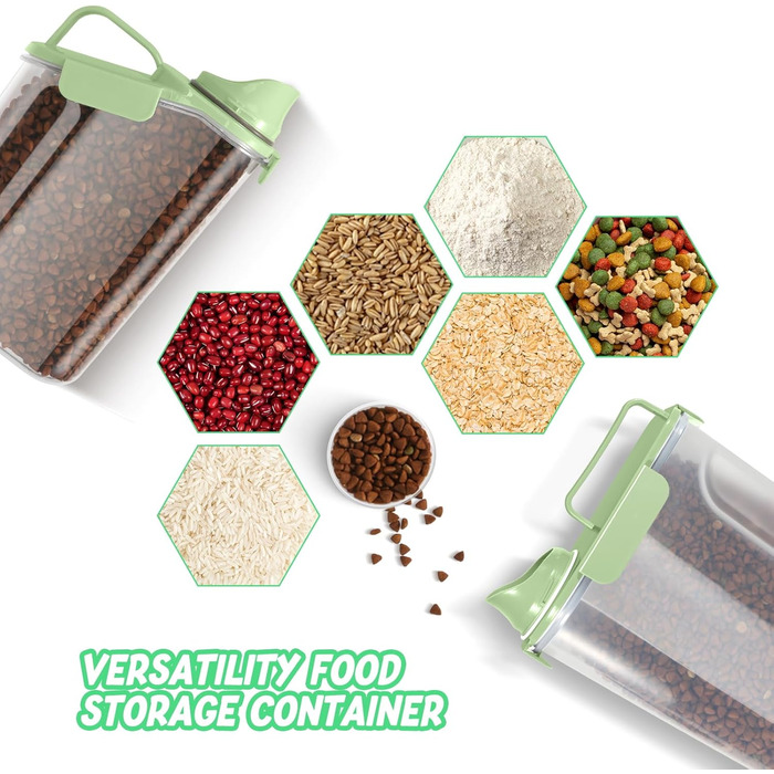 Контейнер для корму для собак, 3L/5L, BPA-free, з дозатором, зелений