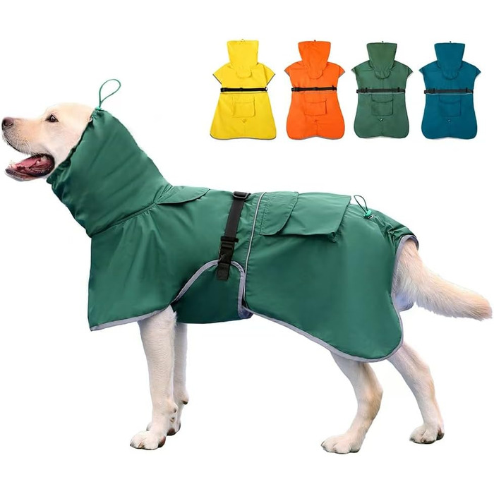 Водонепроникний дощовик для великих собак, зелений, розмір 5XL