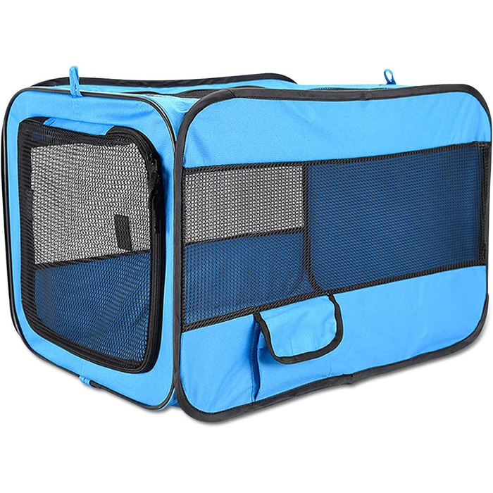Складана переносна переносна коробка для собак Ergocar для автомобіля, блакитна, з підстилкою з флісу