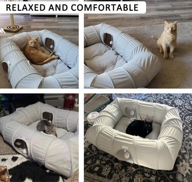 Туннель для котів Ernan: складаний ігровий тунель для кошенят, цуценят та кроликів (білий/сірий)