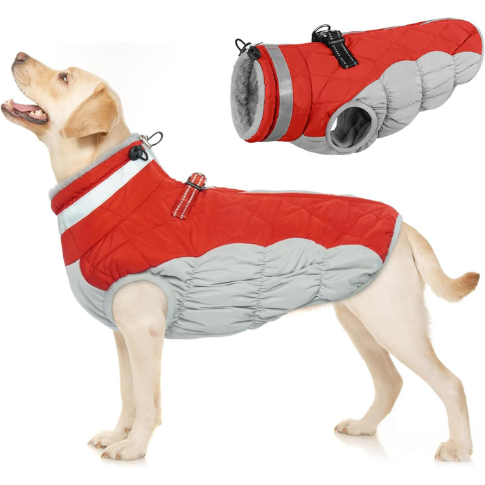 Зимова куртка для собак, водонепроникна, флісова, розмір M (червона)