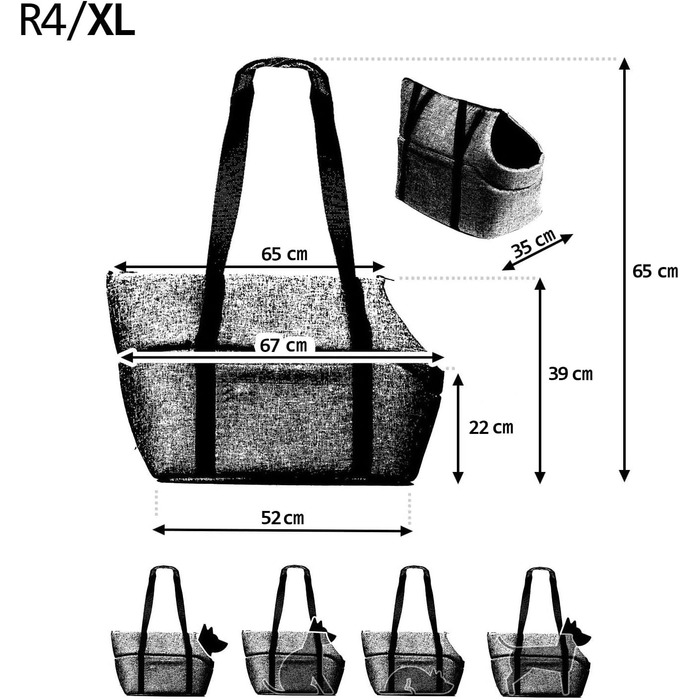Сумка-переноска для собак та котів Boutique Zoo - L (12 кг) - чорна, Minky (52x35x39 см)
