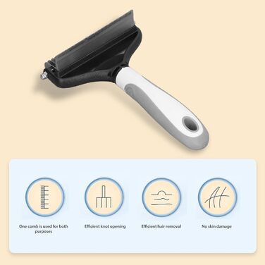 Щітка для видалення шерсті собак, 2-в-1 сталевий гребінь для розплутування, щітка для собак, великих цуценят, видаляє ковтуни (біла)