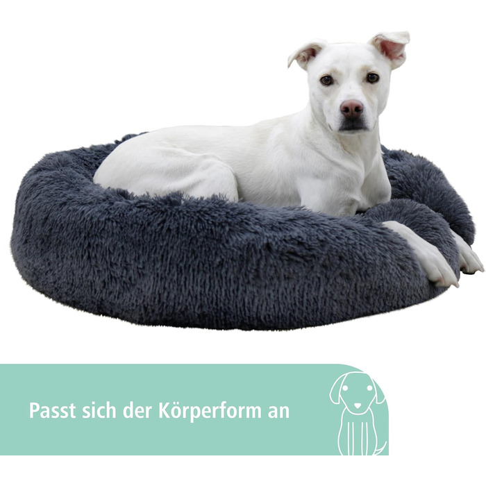 Кербл Pet Kuschelbett Fluffy - м'яке ліжко для котів та собак, 76x76x19 см, сірий колір, поліестер, антиковзаюча підкладка