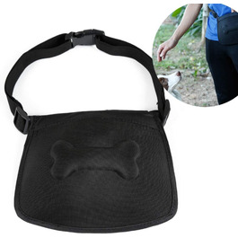 Сумка для корму для собак, навчальна сумка, кишенька для ласощів з дозатором кульок для прибирання, магнітна застібка, регульований плечовий ремінь для дресирування собак, кишеня для ласощів також для коней, чорна