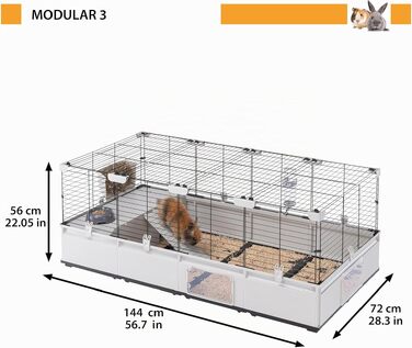 Клітка для кроликів Ferplast Modular 4 з аксесуарами, розширювана, велика, 179x72x56 см