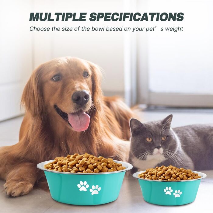 Набори мисок для собак та котів SUOXU з нержавіючої сталі (1560 мл, 2 шт.) з антиковзною основою, для великих, середніх та маленьких порід