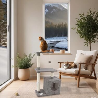 Котячий комплекс Beltom з будиночком, 85 см (сірий)