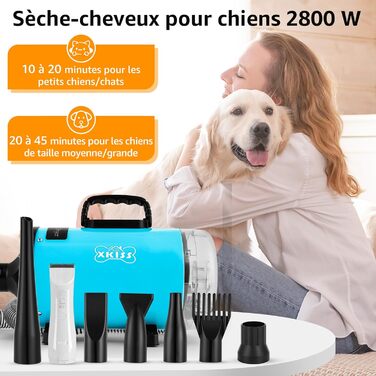 XKISS 2800W Професійний набір для догляду за тваринами 6 в 1: фен, машинка для стрижки шерсті, пилосос для шерсті