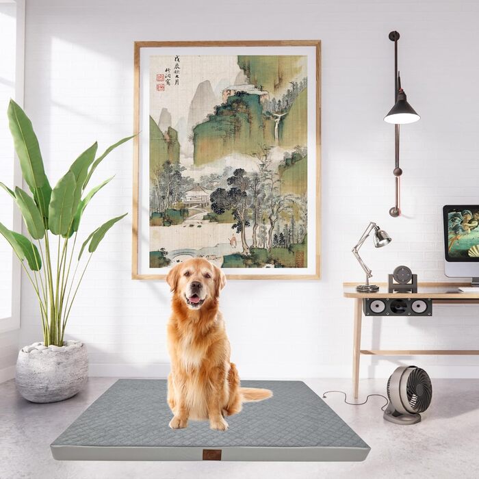 Ортопедичне собаче ліжко Odolplusz для великих собак | М'яке ліжко-матрац для собак середніх та великих порід | Знімний, пральний чохол (Сірий, 120x80x7 см)