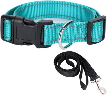 Нашийник для собак з нейлону з персоналізованою вишивкою, світловідбиваючий набір, блакитний колір, з гравіюванням на замовлення, для великих, середніх та маленьких собак