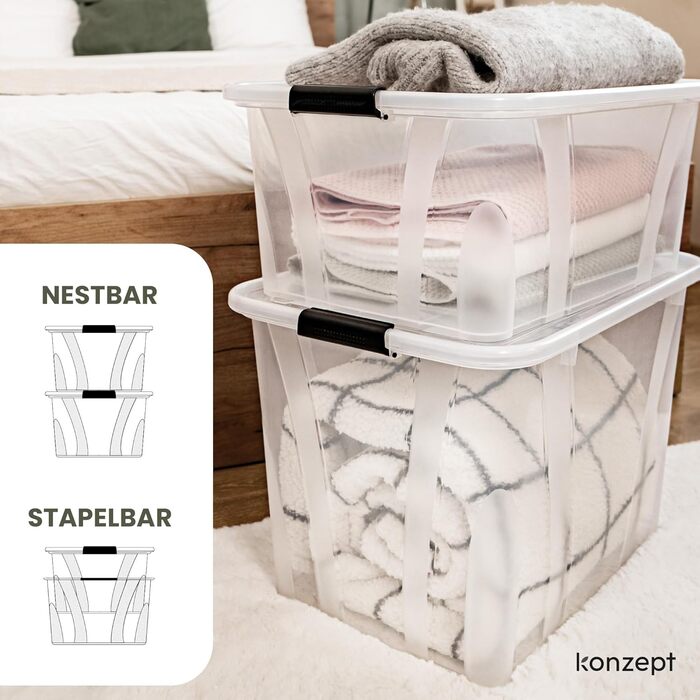 Ящик для зберігання Konzept з кришкою, 55L, BPA-free, міцні затискачі