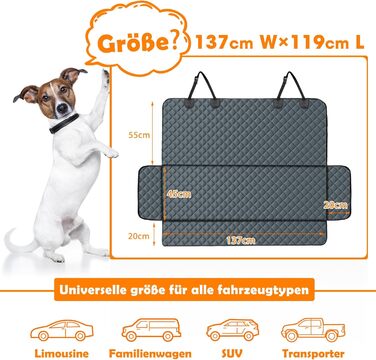 Автоматичний килимок для собак у машину JOEJOY, 137x120 см, чорний/сірий (захист від подряпин, вологості)