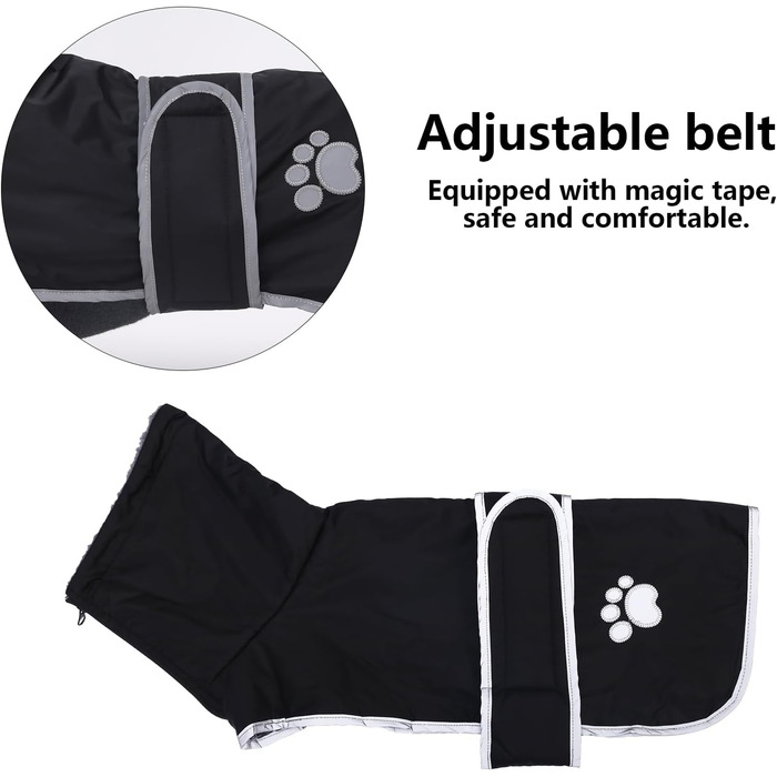 Зимовий теплий одяг для такси - теплий зимовий одяг для собак, водонепроникний, вітронепроникний, з отвором для повідка, чорний, розмір M (довжина спини 42-45 см)