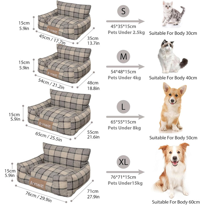 Ортопедичне ліжко для собак PETCUTE, сіре - зручне та миється, з підголовником