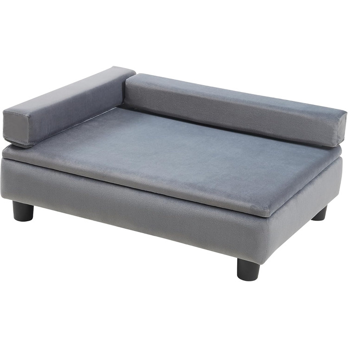 Ліжко для собак та котів en.casa Salkonssad з ящиком для зберігання, 60 x 45 x 24 см, сіре, для собак та котів середніх розмірів