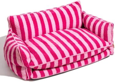Крісло-лежанка для собак, м'яке ліжко для тварин, рожево-смугасте, XL 100x65x40 см