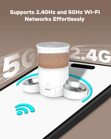 Автоматична годівниця для котів і собак SURDY 3L з Wi-Fi (2,4G/5G), 2 миски, керування через додаток, програмований таймер на 1-10 годувань, голосовий виклик 10 сек.