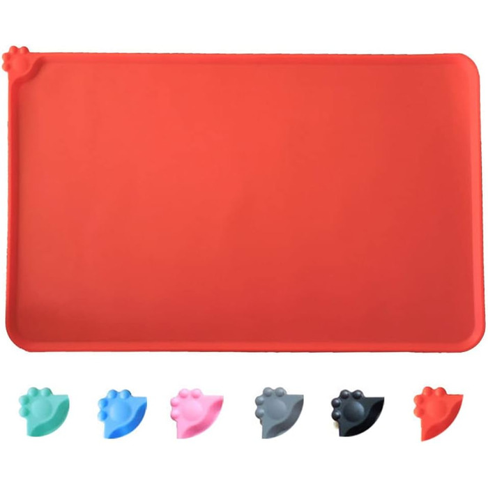 Силіконовий килимок для собак та котів, водонепроникний, неслизький, для миски, корм для котів та собак, підняті краї для запобігання розбризкування (зелений, червоний)