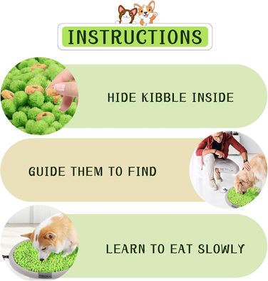 Schnüffelmatte для собак POPETPOP: миюча, з присосками, килимок для корму, великий/маленький, зелений (42 см)