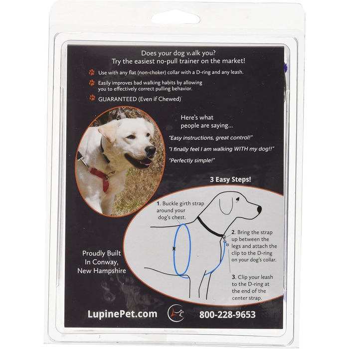 Шлейка для собак LupinePet Originals, не тягне, 3/10,2 см, регулюється 40,6–66 см, для малих і середніх порід